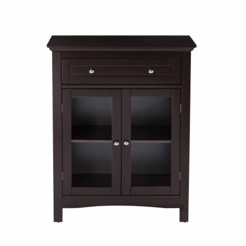 Glitzhome 26 * 32 Inch Wooden Floor Storage Cabinet with Double Doors, Espresso Perspective: front