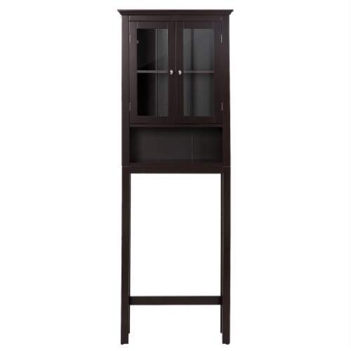 Glitzhome Waterproof Bathroom Cabinet Space Saver, Free Standing Over The Toilet Storage Perspective: front