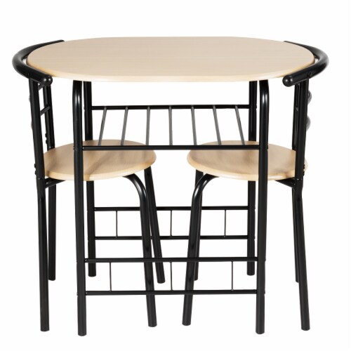 Costway 3 PCS Dining Set Table and 2 Chairs Home Kitchen Breakfast Bistro Pub Furniture Perspective: front