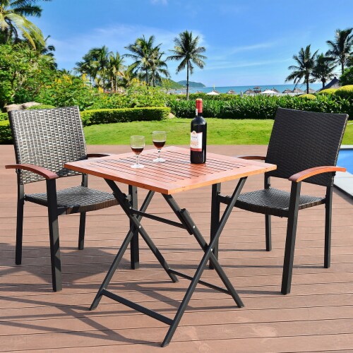 Costway 3 pcs folding garden patio table chairs set deals