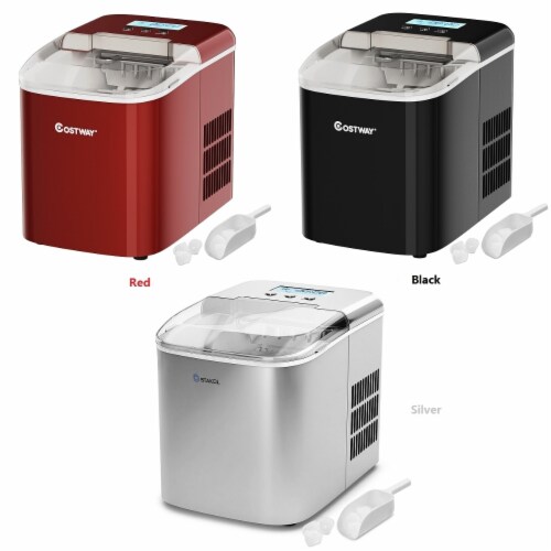 Costway Portable Ice Maker Machine Countertop 26Lbs/24H Self-Cleaning w/ Scoop Red