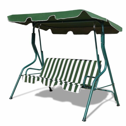 Costway 3 Seats Patio Backyard Canopy Steel Frame Swing Glider Hammock Cushioned Perspective: front