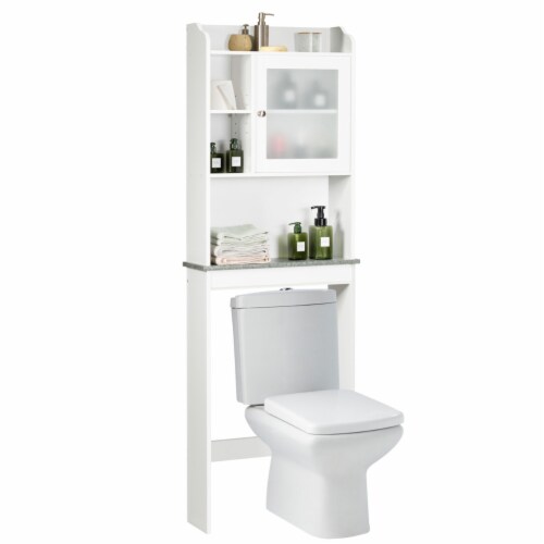 Bathroom over the toilet space outlet saver storage cabinet shelf organizer white