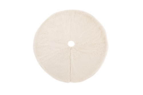 Glitzhome Plush Christmas Tree Skirt - White Perspective: front