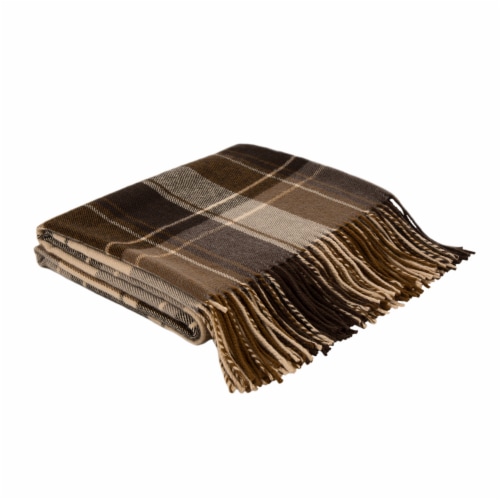 Glitzhome Acrylic Plaid Woven Tassel Throw Blanket Perspective: front