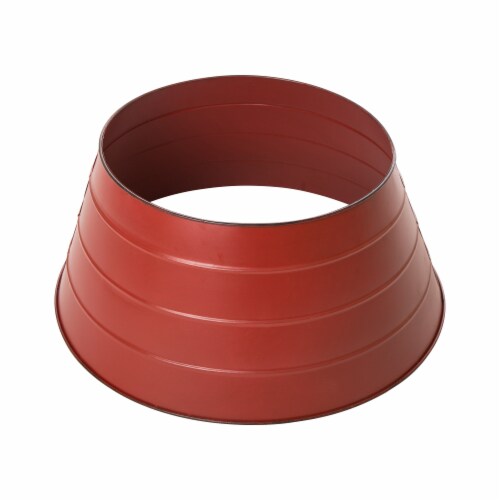 Glitzhome 22 Inch Diameter Painted Red Metal Tree Collar Perspective: front