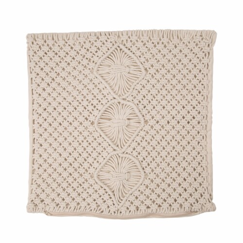 Glitzhome Diamond Handmade Rope Woven Pillow Cover Perspective: front