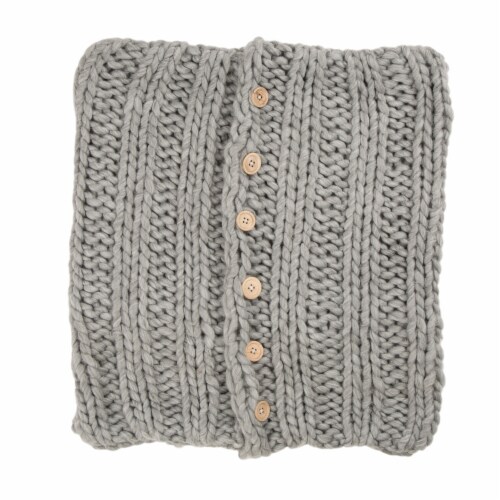 Glitzhome Handmade Acrylic Cable Knit Pillow Cover - Gray Perspective: front