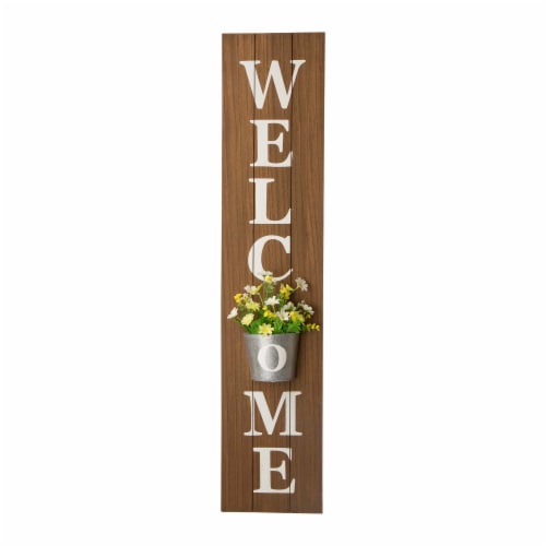 Glitzhome Metal Planter Welcome Porch Sign Perspective: front