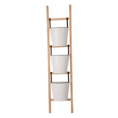 Glitzhome 3-Tier Leaning Ladder Planter Perspective: front