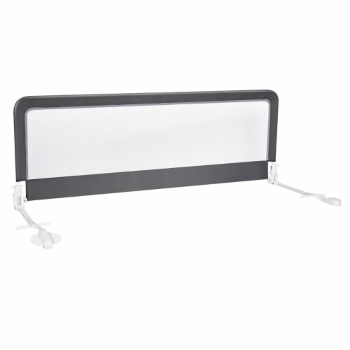 Gymax 59’’ Breathable Baby Children Toddlers Bed Rail Guard Safety Swing Down Gray Perspective: front
