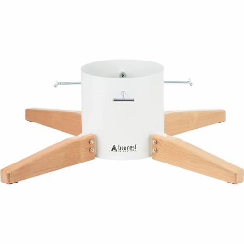 Tree Nest Christmas Tree Stand  for Real Trees Nordic Style Decoration Timber, Large (White) Perspective: front