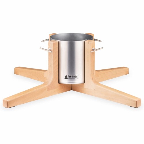 Tree Nest Large Rustic Christmas Tree Stand for Real Trees, Silver Perspective: front