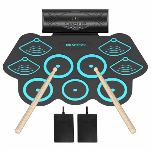 Ammoon Portable Electronic Drum Set - Ammoon Digital Roll-Up Touch  Sensitive Practice Drum Kit 9 Drum Pads 2 Foot Pedals for Kids Children  Beginners (No Speakers)