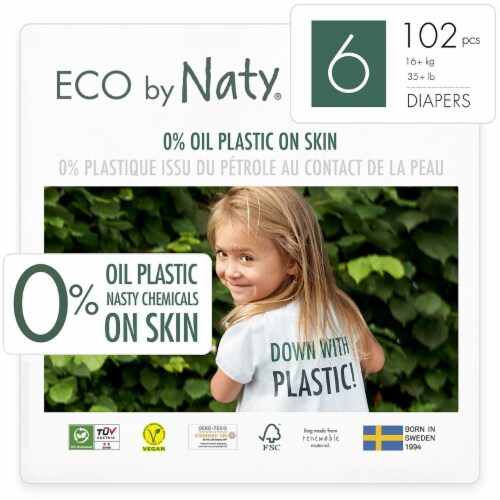 Eco by Naty Size 6 Disposable Diapers 102 Count Perspective: front