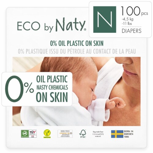Eco by Naty Newborn Disposable Diapers 100 Count Perspective: front