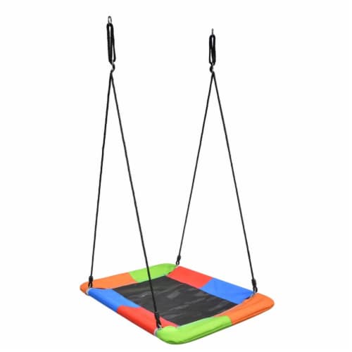 Swinging Monkey Giant 40 x 30 Square Mat Platform Outdoor Play Swing, Rainbow Perspective: front