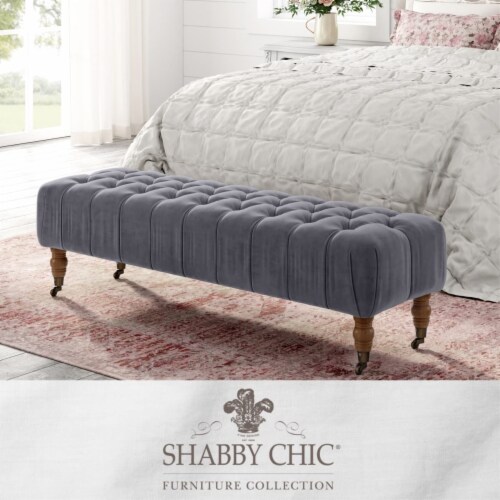 Tina Velvet Bench, Dark Grey Perspective: front