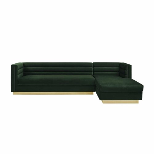 Aylah Velvet Right Facing Chaise Sectional Sofa Hunter Green 1