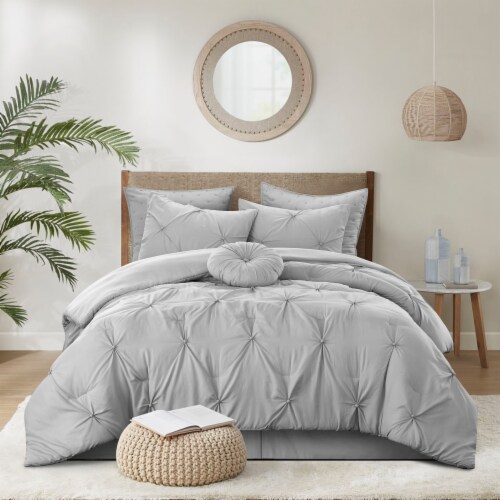 Baylie Comforter Set -Pinch Pleated Pintuck , Solid Neutral Color grey twin/ twin xl, twin/twin xl - Kroger