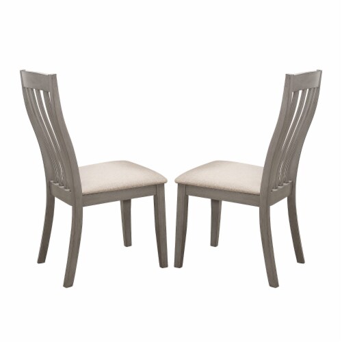 Set of 2 Dining Side Chairs with Upholstered Seat in Coastal Grey, 2
