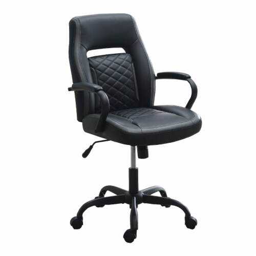 Upholstered Office Chair with Padded Armrests in Black and Grey 1 Unit Foods Co