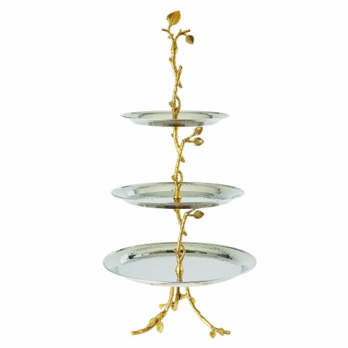 Jiallo 70033 Gilt Leaf 3-Tier Tray Perspective: front