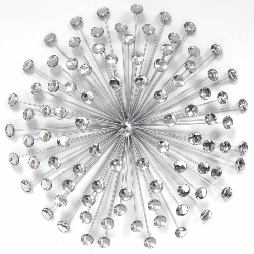 Stratton Home Decor Silver Acrylic Burst 24x24x5 Inch Metal Wall Art Decoration Perspective: front