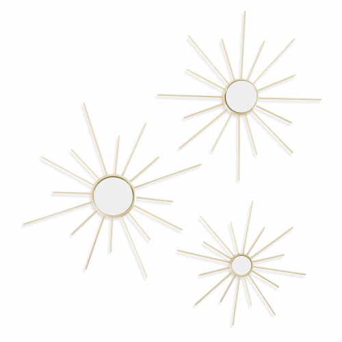 Stratton Home Mirror Burst Metallic Modern Wall Art Decor Set of 3