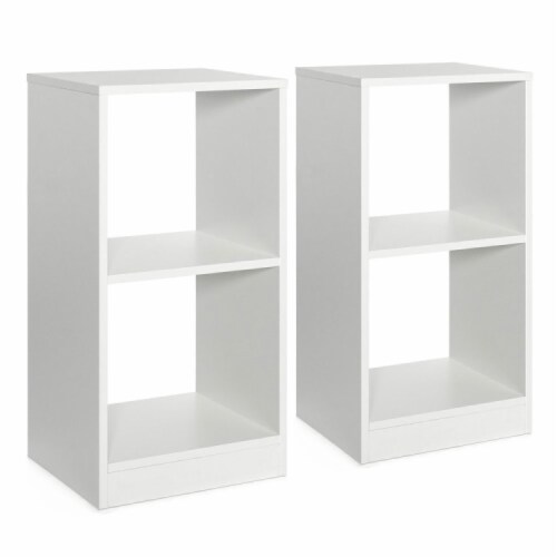 Hivvago 2 Pieces 2-tier Bookcase Set with Anti-toppling Device Perspective: front