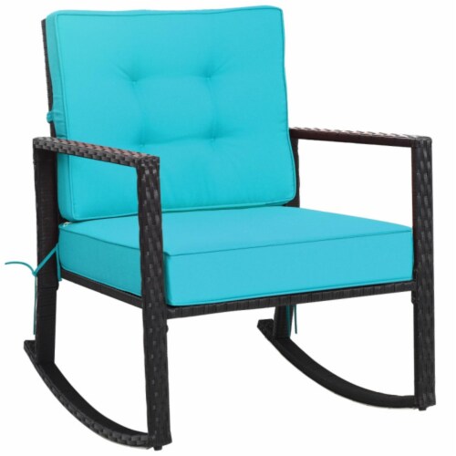 Hivvago Patio Rattan Rocker Outdoor Glider Rocking Chair Cushion Lawn 1 QFC
