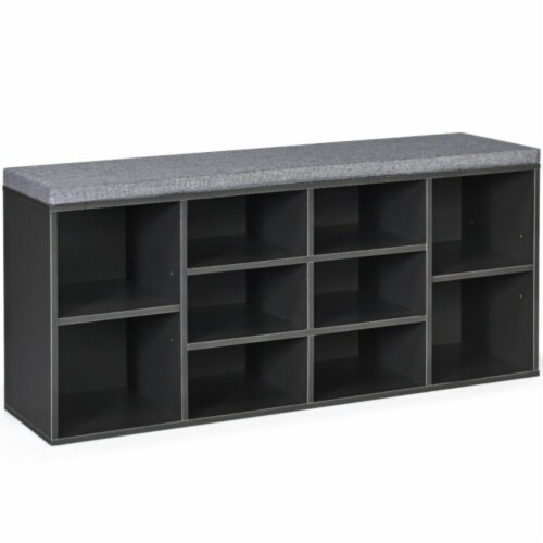 Hivvago 10 Cube Organizer Shoe Storage Bench with Cushion for Entryway Gray 1 Kroger