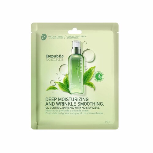 Republic Cosmetics Organic green tea and hyaluronic acid facial mask Perspective: front