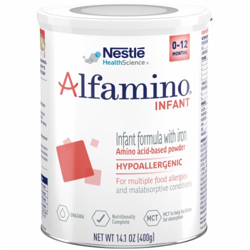 Alfamino Hypoallergenic Infant Formula with Iron Perspective: front