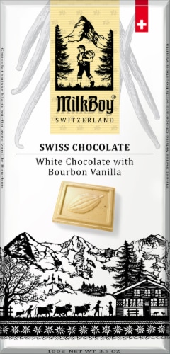 Milkboy White Chocolate with Bourbon Vanilla Bar Perspective: front