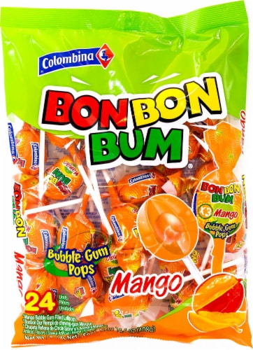 Colombina Bon Bon Bum Mango Bubble Gum Pops Perspective: front