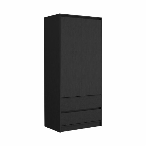 Austin 2 Drawers Armoire -Bedroom-Black Perspective: front