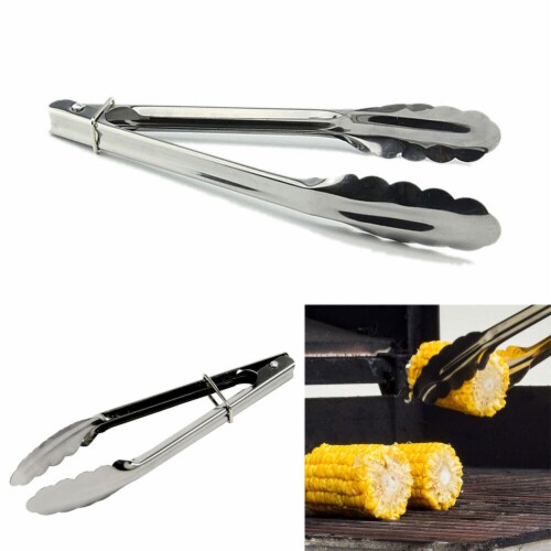 Choice 9 3/4 Heavy-Duty Stainless Steel Utility Tongs