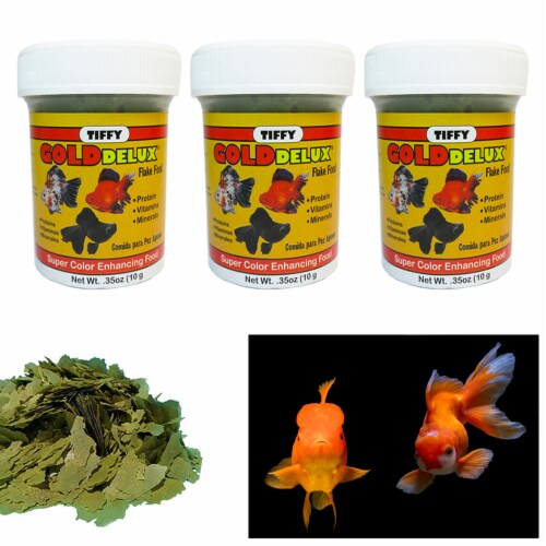 3pk Gold Fish Flakes 0.35oz Balanced Diet Natural Color Enhancers Growth Health Perspective: front