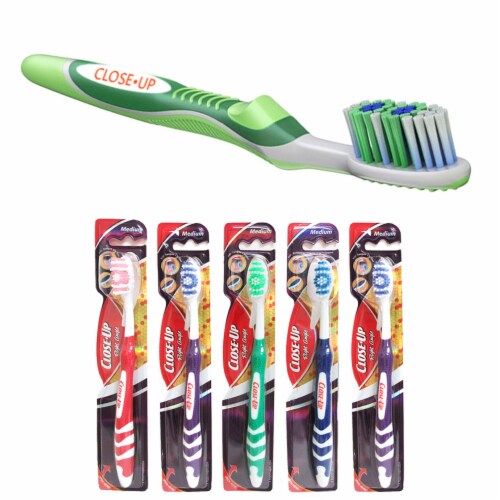 5 Pack Travel Toothbrushes Tongue Scraper Medium Bristles Oral Care Clean Kit Perspective: front