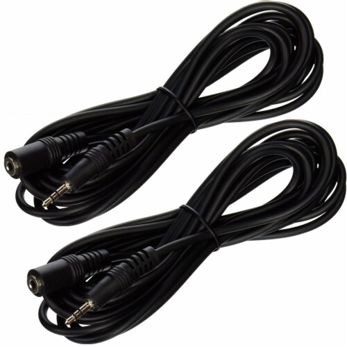 2 Pc 12ft 3.5mm Audio Aux Cable Jack Male Female Stereo Extension Headphone Cord Perspective: front