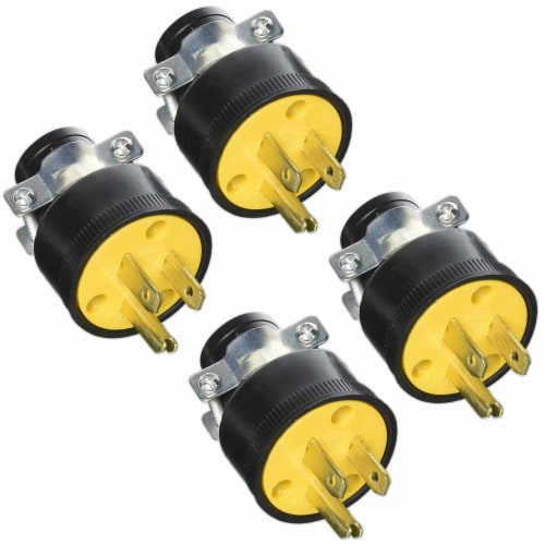 4 Pc Extension Cord Replacement 3 Prong Male Electrical Plug Heavy Duty Grounded 