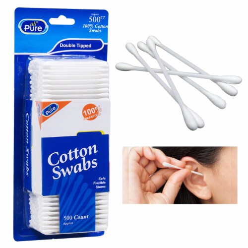 500 Ct Cotton Swabs Double Tipped Q Tip Clean Ear Wax Remover Makeup Applicator Perspective: front