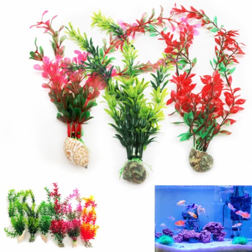 3 Pack Mixed Artificial Tank Grass Ornament Green Plant Aquarium Fish Decoration Perspective: front