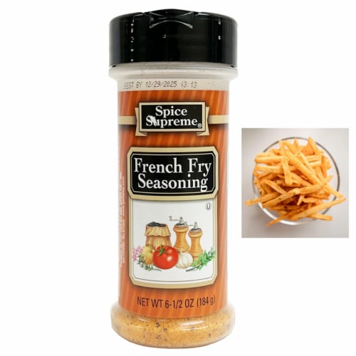 French Fry Seasoning 6.5 Ounce Jar Seasoned Fries Cooking Dry Rub Meats Veggies Perspective: front