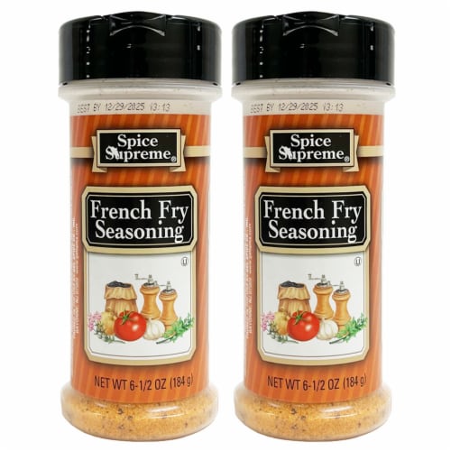 2 Spice Supreme French Fry Seasoning 6.5oz Seasoned Fries Dry Rub Meats Veggies Perspective: front