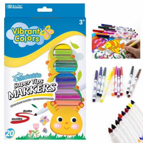 20 Pc Washable Classic Color Markers Assorted Colors Fine Tip Line