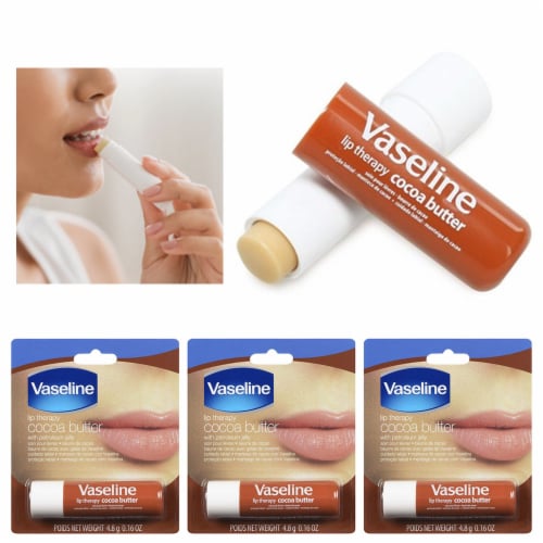 3 Pack Vaseline Lip Therapy Cocoa Butter Moisturizer Dry Lips