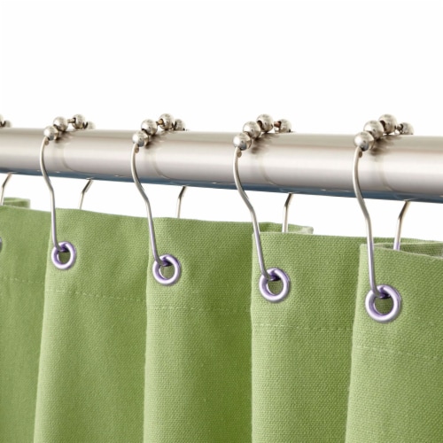 12 Shower Curtain Hooks Rings Stainless Steel Roller Glide Balls Metal Clip  Rod, 1 - Gerbes Super Markets