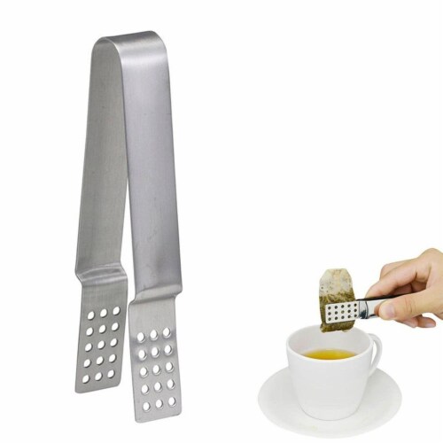 Tea Bag Squeezer Strainer Holder Stainless Steel Metal Teabags Tong Easy Squeeze Perspective: front